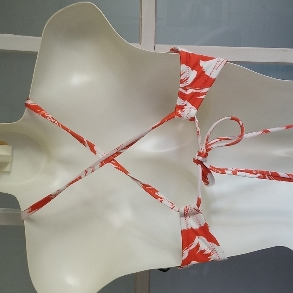 Shade & Shore Bikini Top Floral Orange White — image 8 of 8